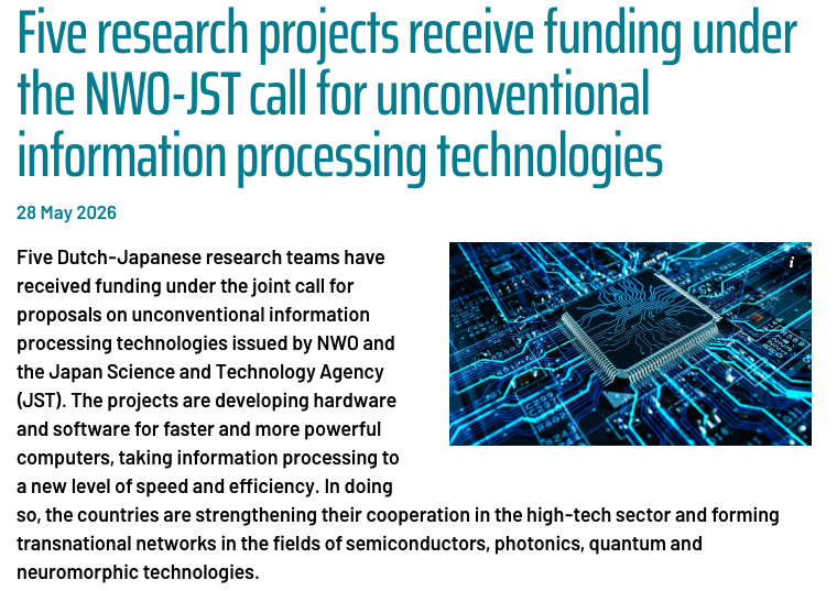 Announcement of the NWO–JST grant for the OPERA project